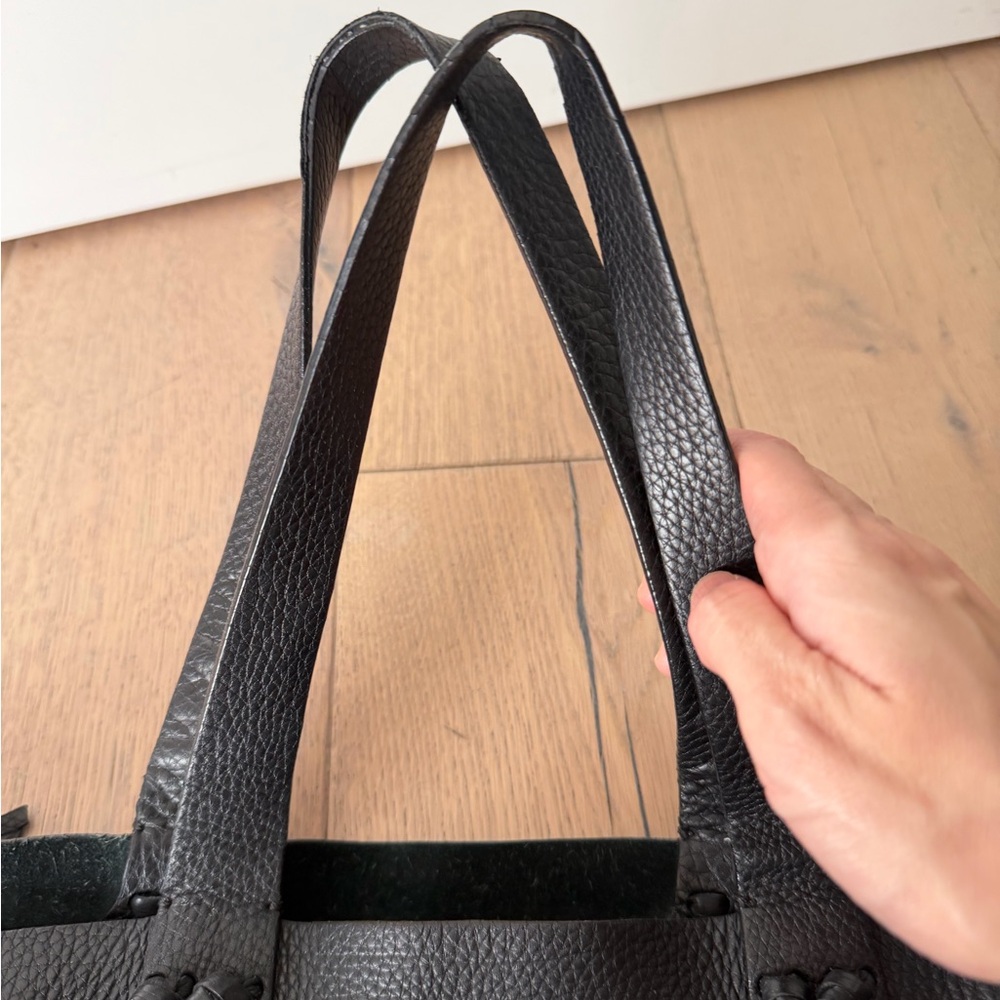 Valentino Black Leather C-Rockee Fringe Tote - Picture 13 of 15